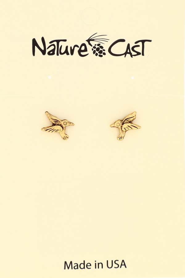 12613 Earring post gold tone hummingbird LARGE