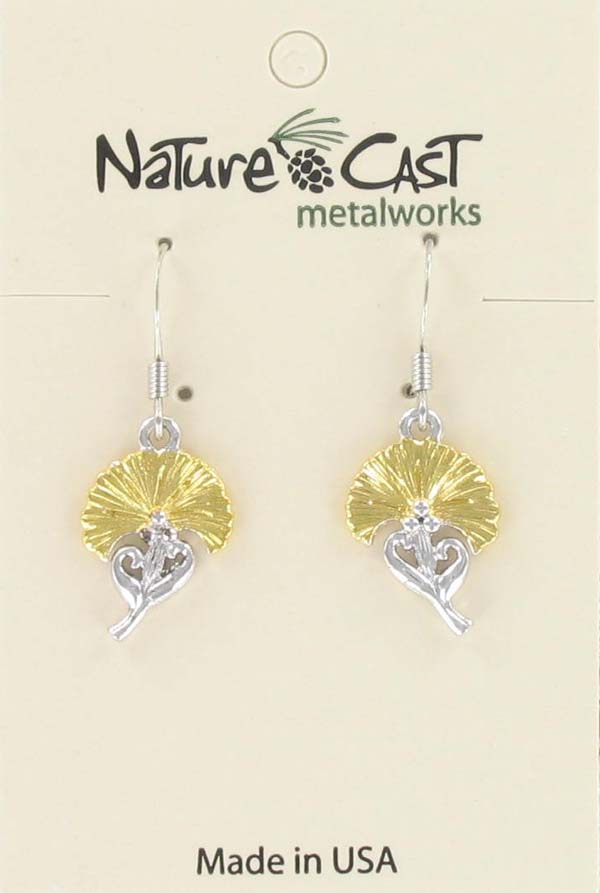 Earring dangle 2tone thistle THUMBNAIL