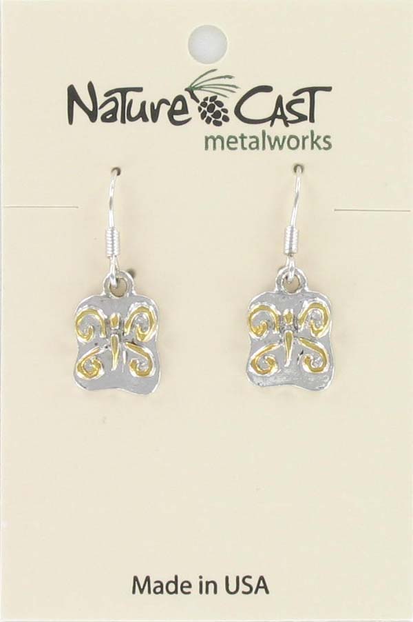 Earring dangle 2tone butterfly THUMBNAIL