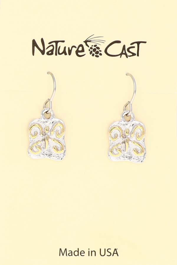 12712 Earring dangle 2tone butterfly THUMBNAIL