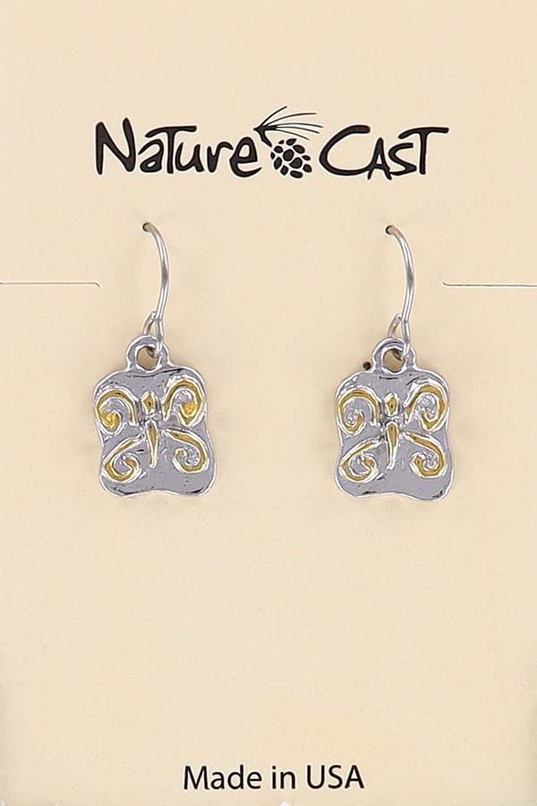 12712 Earring dangle 2tone butterfly LARGE