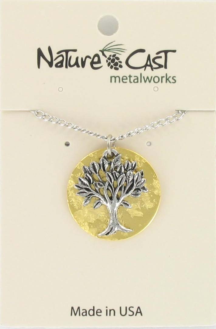Pendant tree on gold plate disc w/18" chain THUMBNAIL