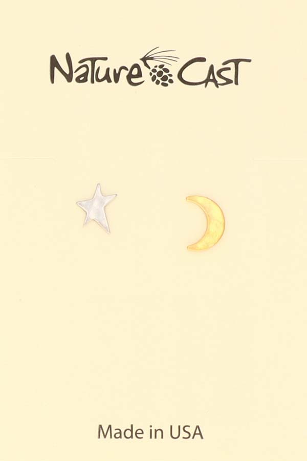 12741 Earring post 2 tone moon/star THUMBNAIL