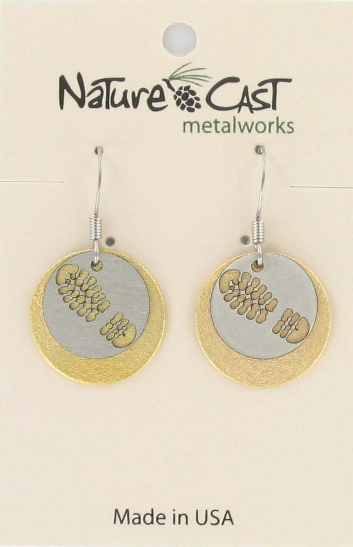 Earring dangle 2 tone cutout hike boot on disc THUMBNAIL