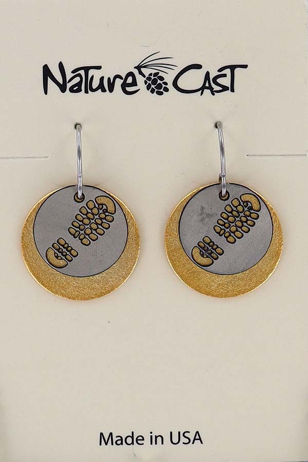 12744 Earring dangle 2 tone cutout hike boot on disc THUMBNAIL