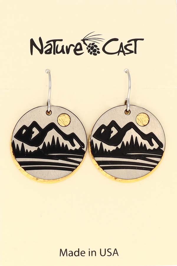 12747 Earring dangle two tone mountain disc THUMBNAIL