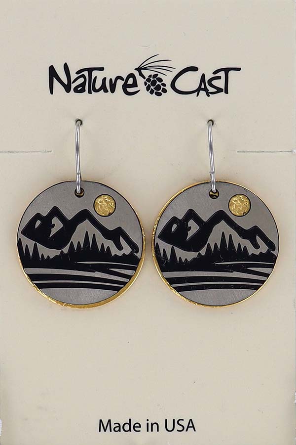 12747 Earring dangle two tone mountain disc LARGE