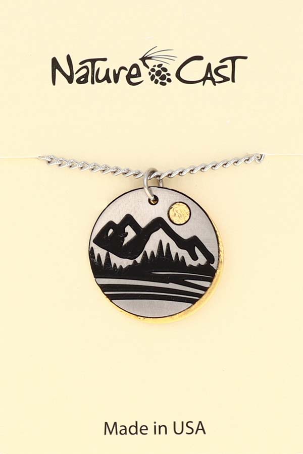 12752 Pendant two tone mountain disc w / 18" chain THUMBNAIL