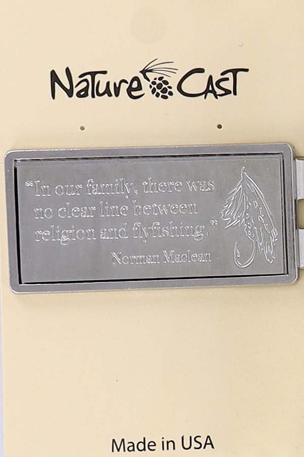 12902 Money clip fishing fly w/ Norman Maclean religion quote MAIN