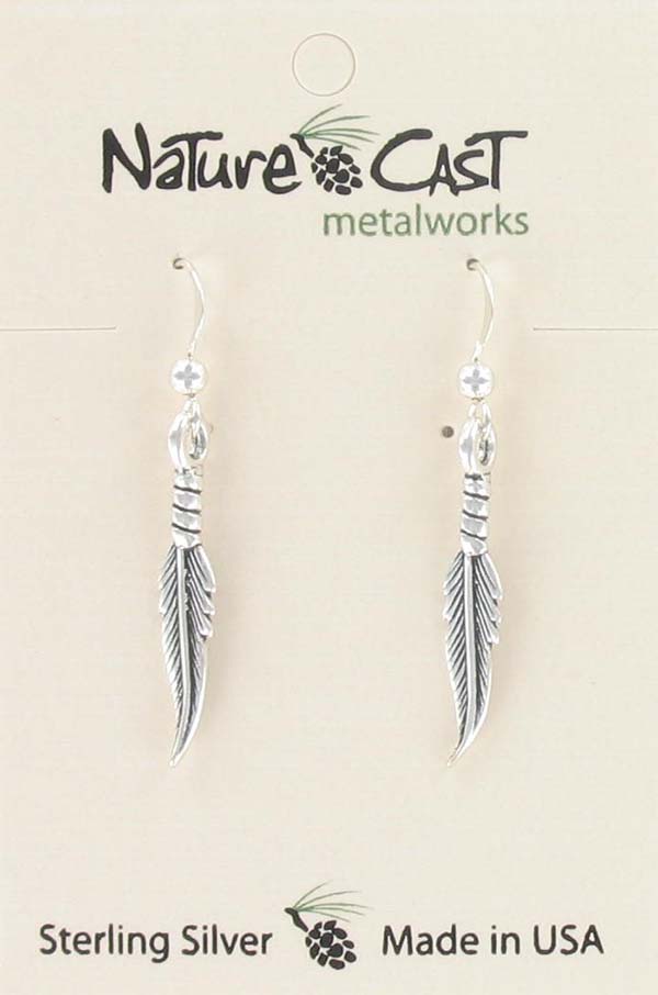 13002 Earring dangle feather sterling silver THUMBNAIL