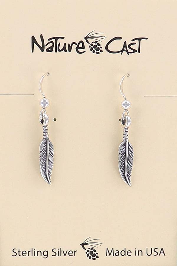 13002 Earring dangle feather sterling silver THUMBNAIL