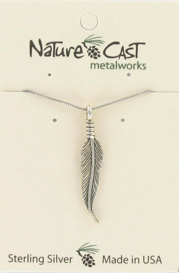 Pendant feather w/18" chain sterling silver THUMBNAIL
