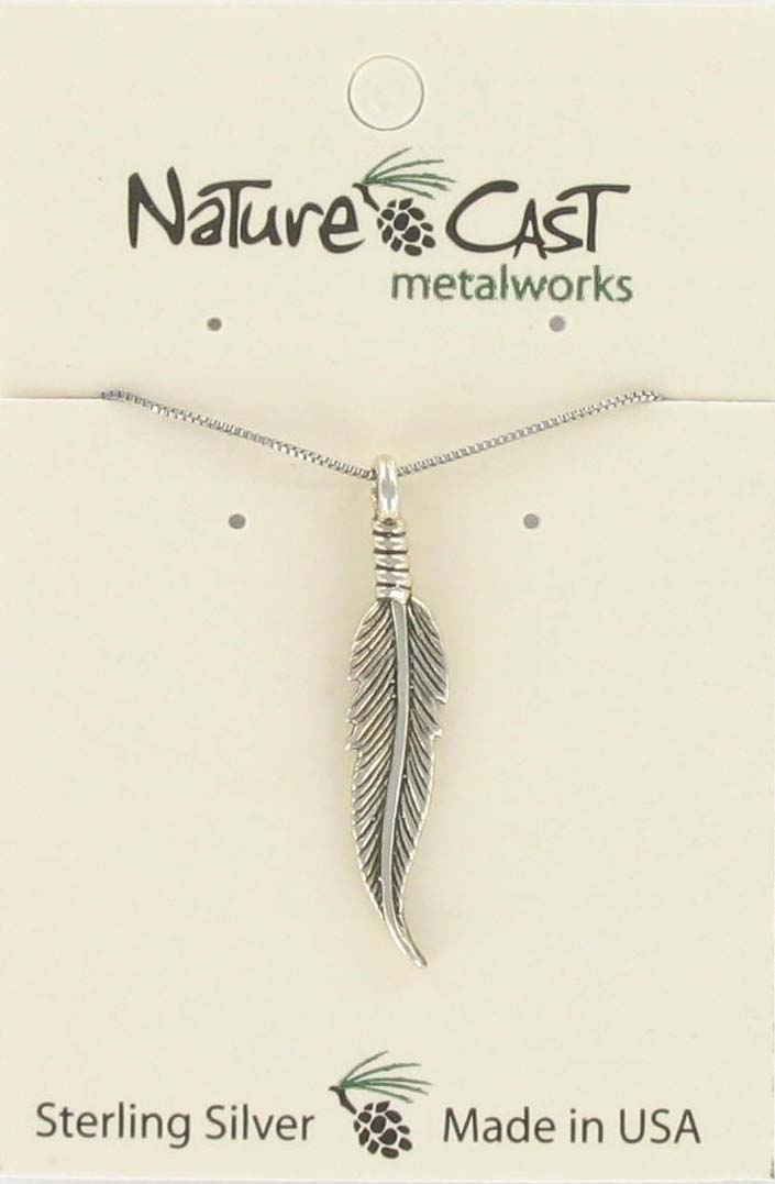 13003 Pendant feather w/18" chain sterling silver THUMBNAIL