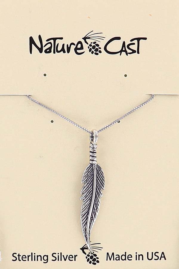 13003 Pendant feather w/18" chain sterling silver THUMBNAIL