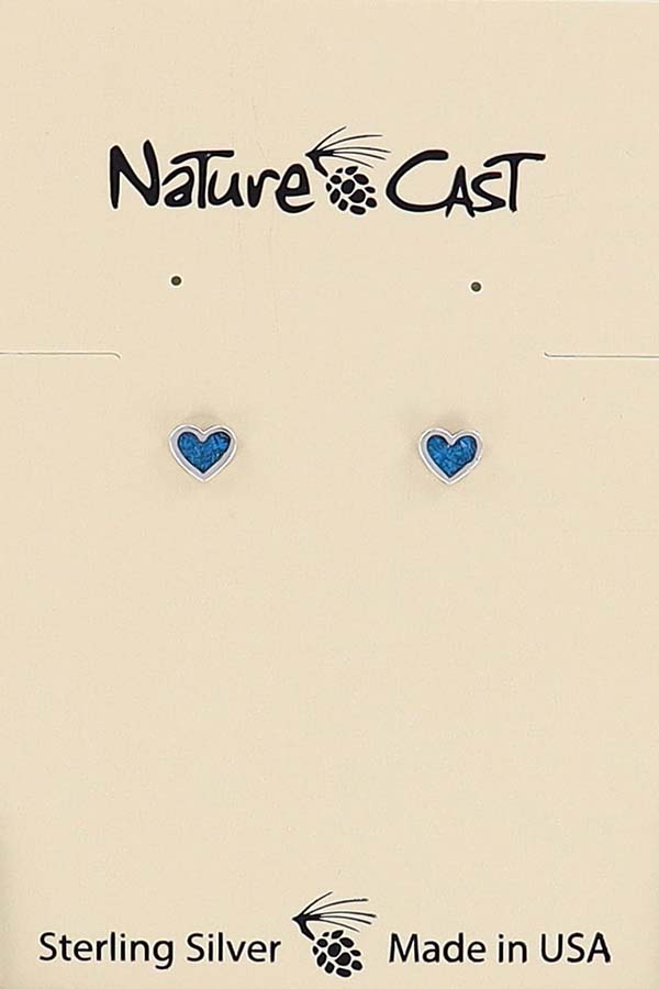 13016 Earring post heart w/ turquoise inlay sterling silver THUMBNAIL
