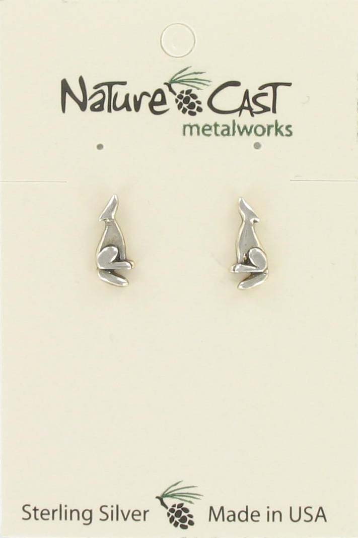 Earring post howling wolf sterling silver THUMBNAIL