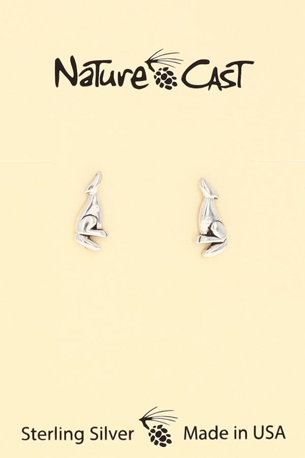 13031 Earring post howling wolf sterling silver THUMBNAIL