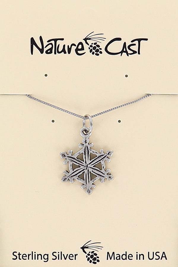 13061 Pendant cutout snowflake w/18" chain sterling silver THUMBNAIL