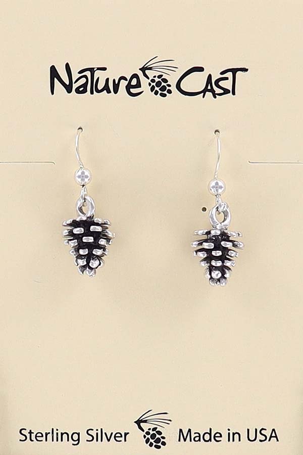 13062 Earring dangle pine cone sterling silver THUMBNAIL