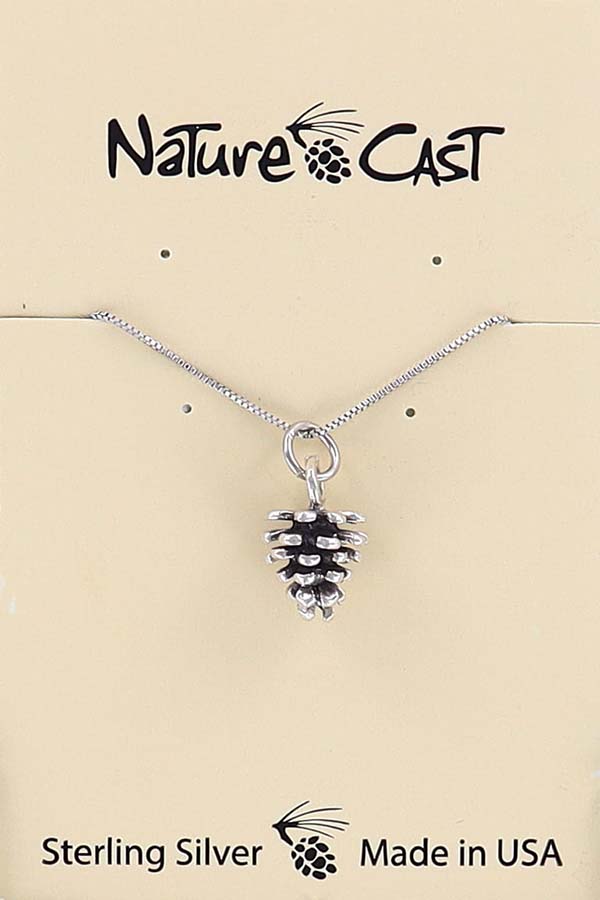 13063 Pendant pine cone w/18" chain sterling silver THUMBNAIL