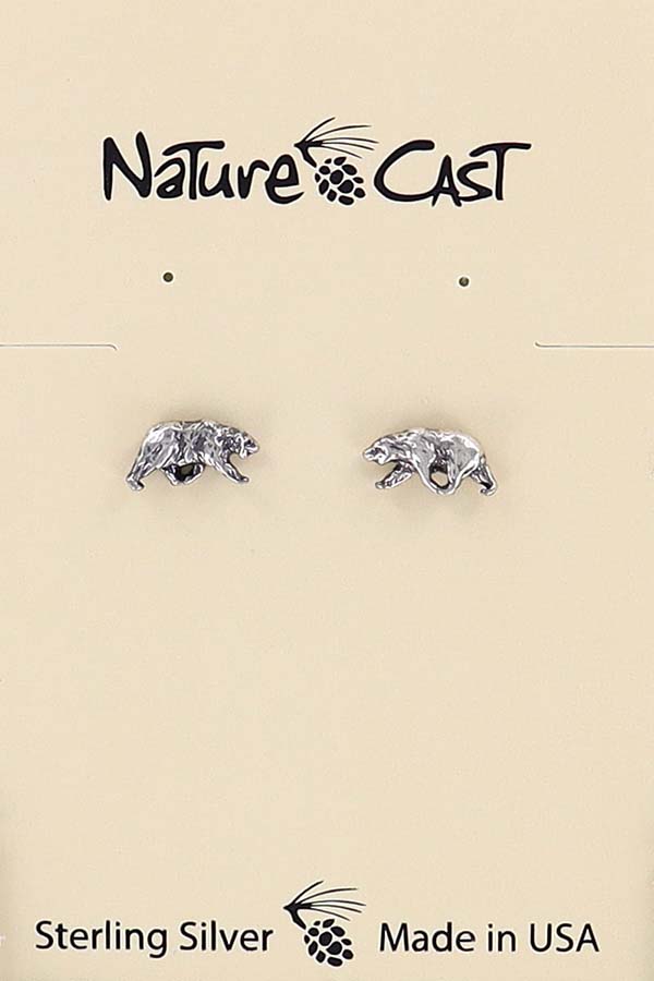 13064 Earring post small bear sterling silver THUMBNAIL