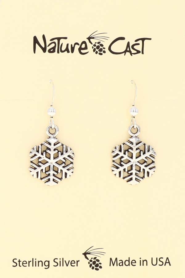 13075 Earring dangle snowflake sterling silver LARGE