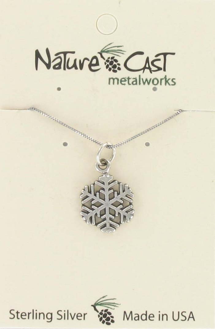 Pendant snowflake w/18" chain sterling silver THUMBNAIL