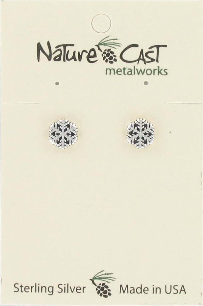 Earring post small snowflake sterling silver THUMBNAIL