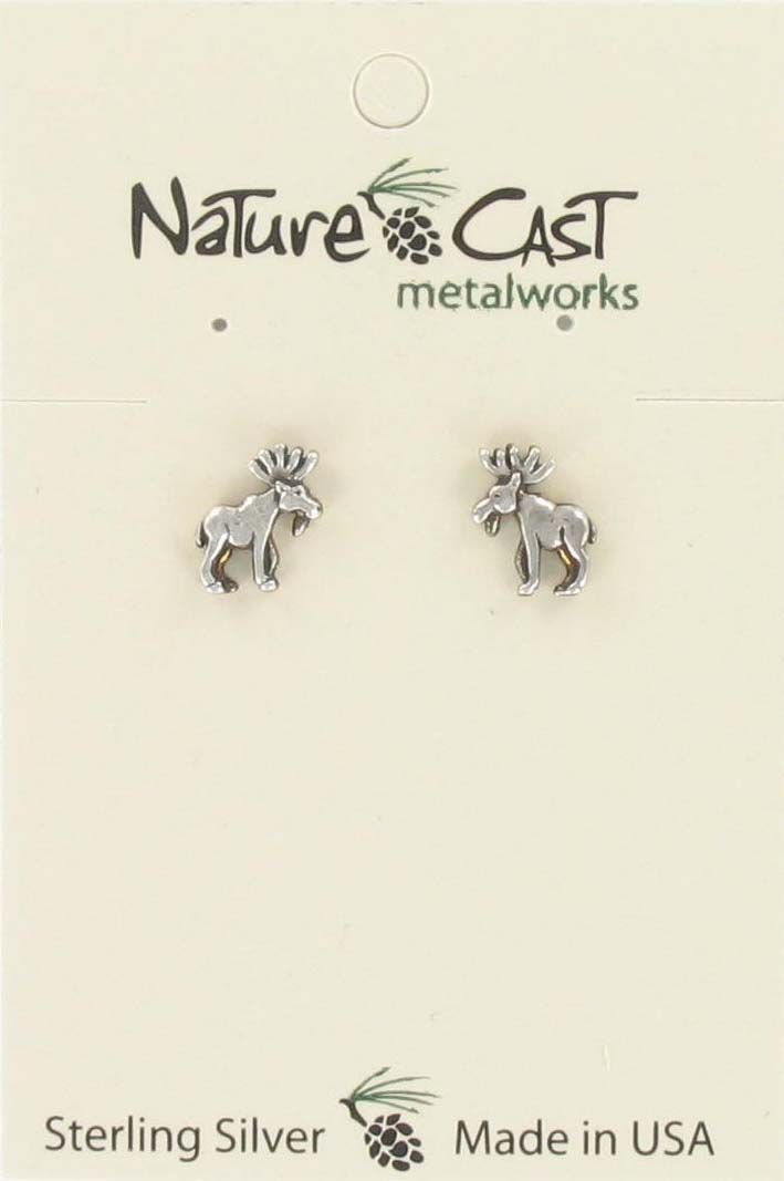 Earring post small moose sterling silver THUMBNAIL