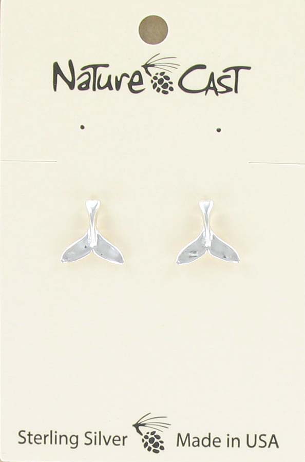 Earring post sterling silver whale tail THUMBNAIL