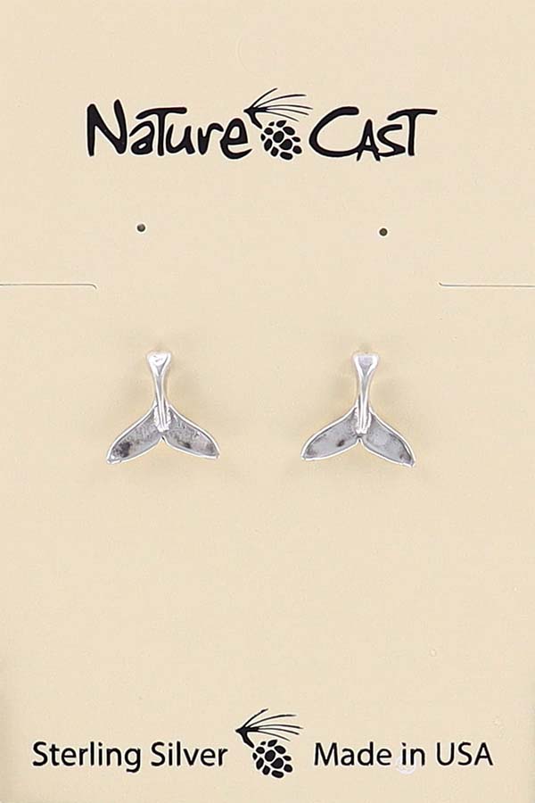 13086 Earring post sterling silver whale tail THUMBNAIL