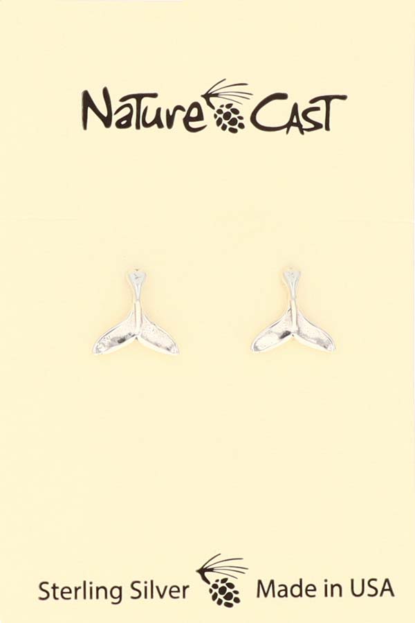 13086 Earring post sterling silver whale tail THUMBNAIL