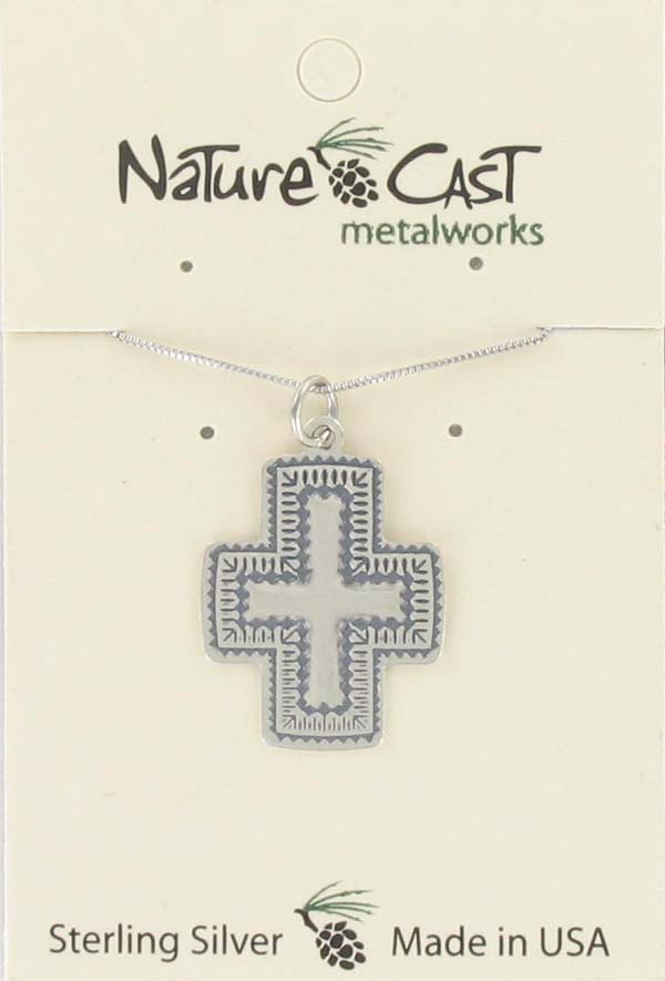 Pendant southwest cross w/18" chain sterling silver THUMBNAIL
