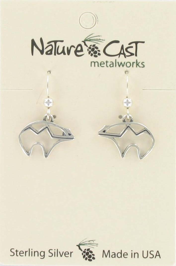 Earring dangle open bear sterling silver THUMBNAIL