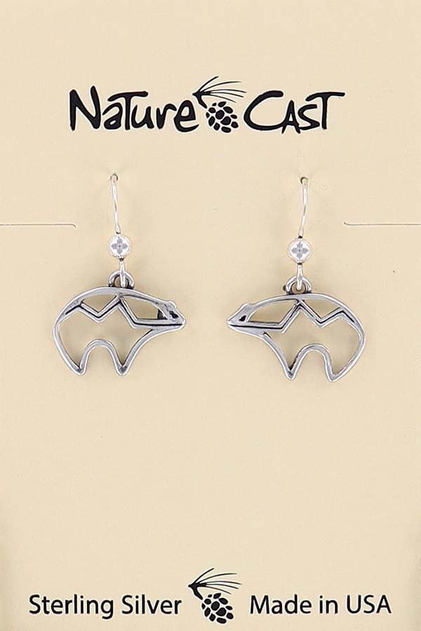 13231 Earring dangle open bear sterling silver THUMBNAIL