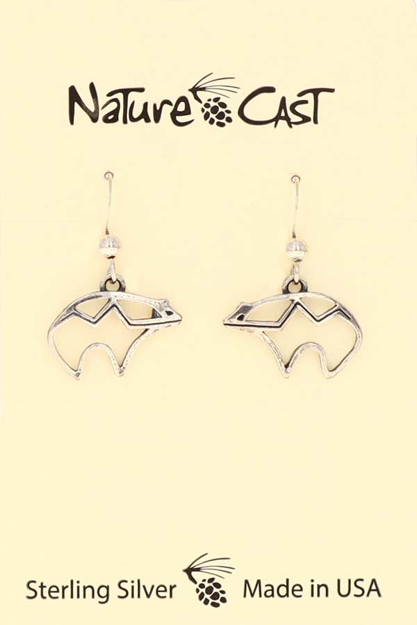 13231 Earring dangle open bear sterling silver LARGE