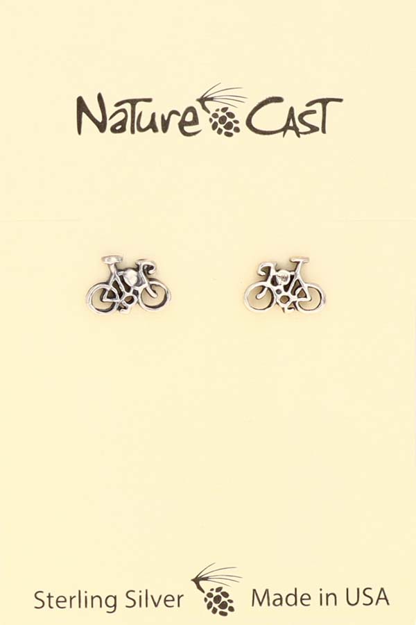 13239 Earring post sterling silver bicycle LARGE