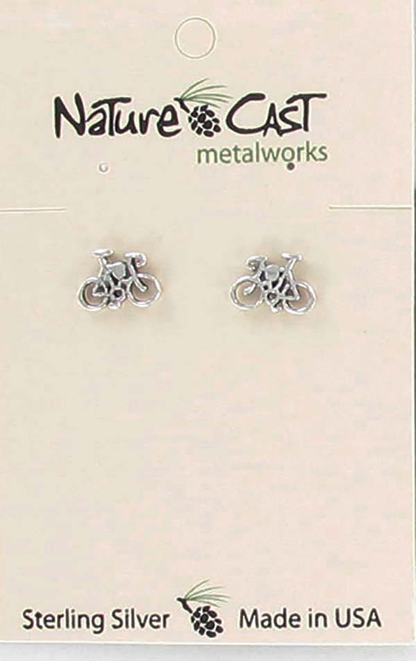 Earring post sterling silver bicycle THUMBNAIL