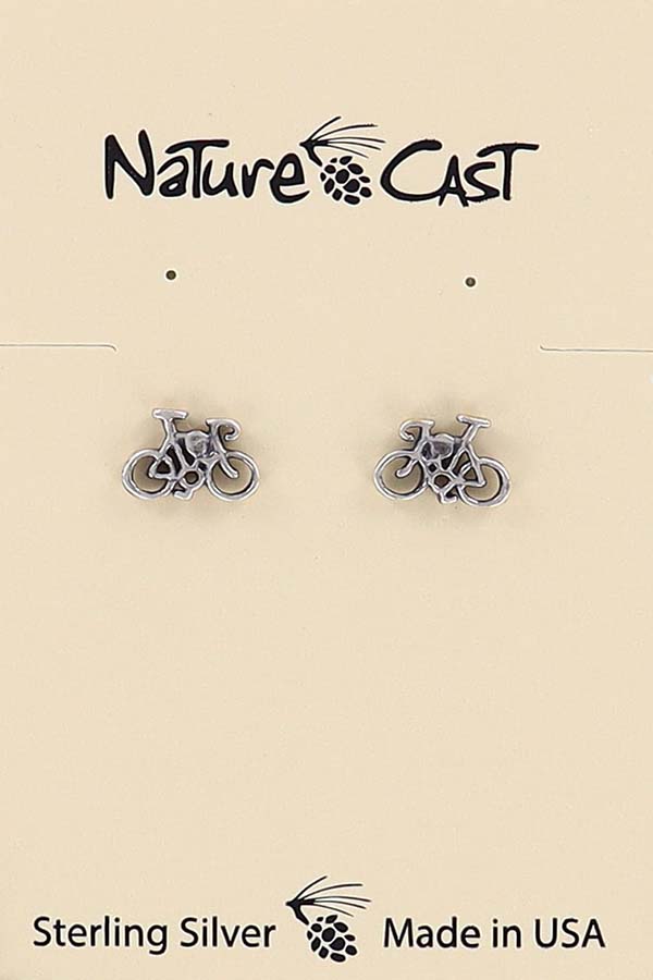 13239 Earring post sterling silver bicycle LARGE