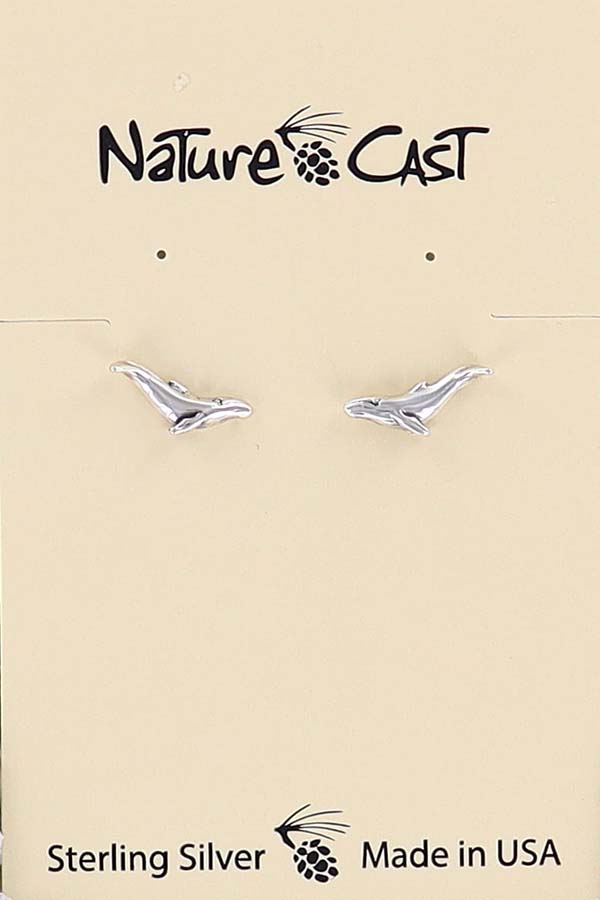 13250 Earring post sterling silver humpback whale LARGE