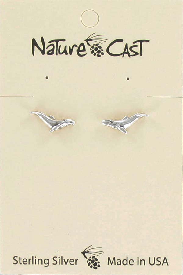 Earring post sterling silver humpback whale THUMBNAIL