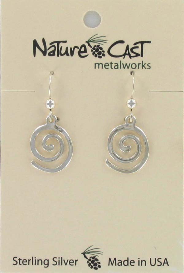 Earring dangle flat spiral sterling silver THUMBNAIL