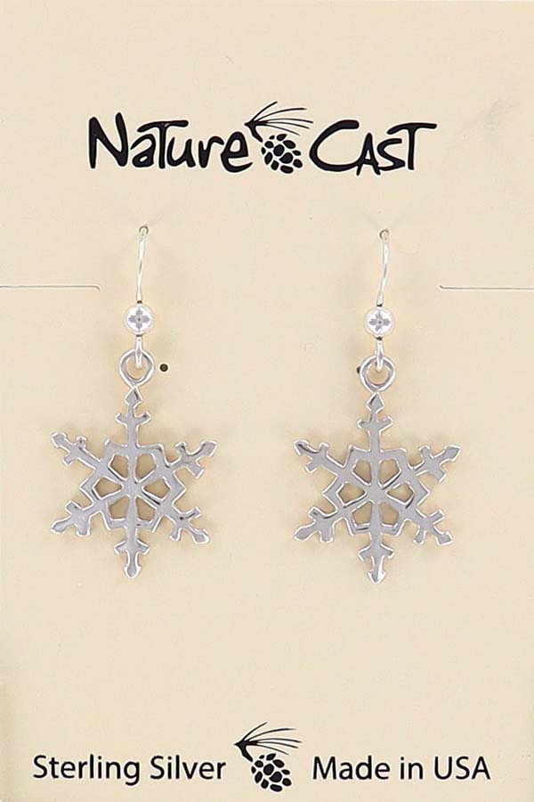 16421 Earring dangle sterling silver snowflake THUMBNAIL