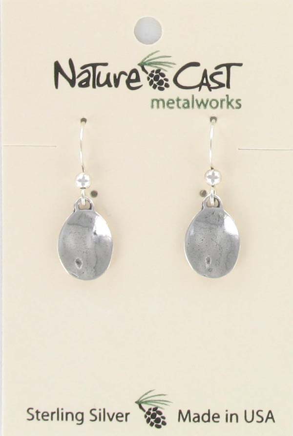 Earring dangle sterling silver oval drop THUMBNAIL