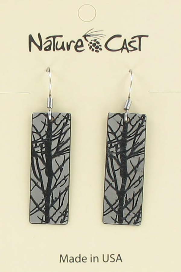 Earring dangle abstract branches disc LARGE