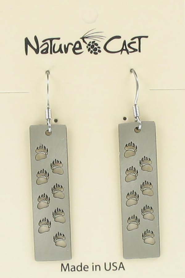 Earring dangle cutout bear tracks disc THUMBNAIL