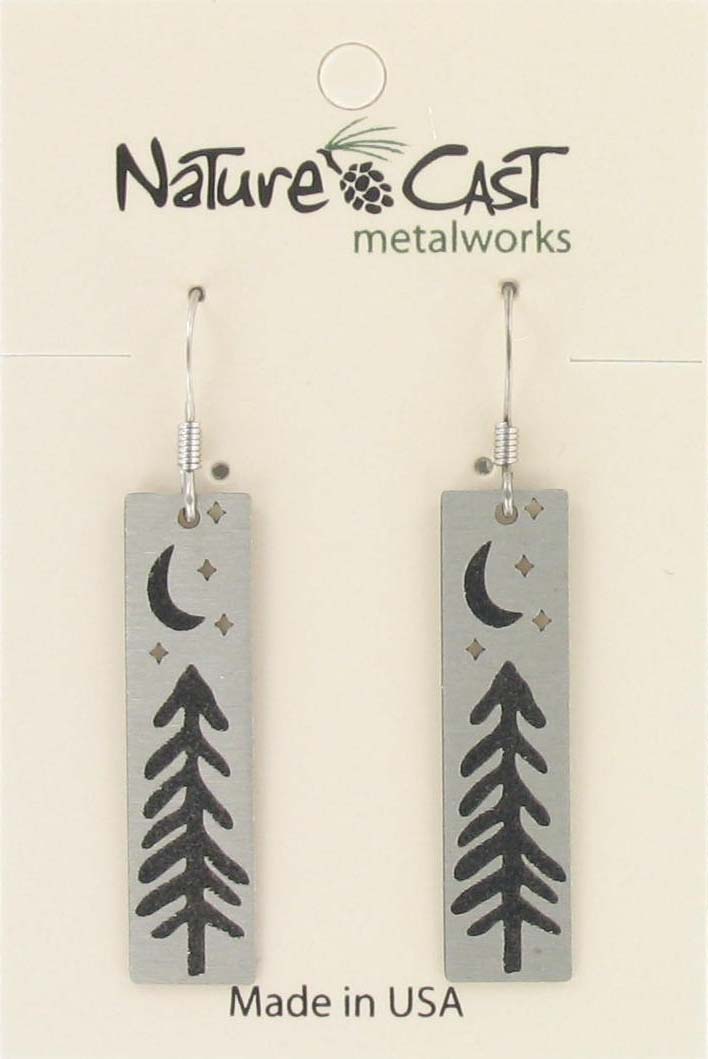 Earring dangle tree with moon and stars disc THUMBNAIL