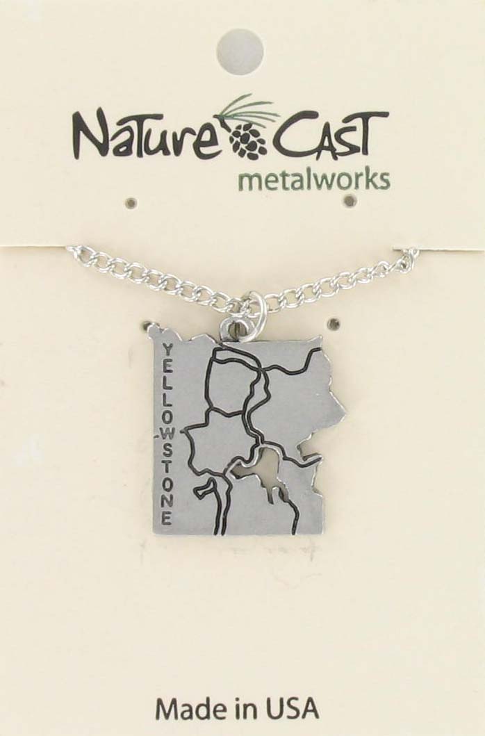 Pendant Yellowstone map w / 18" chain THUMBNAIL