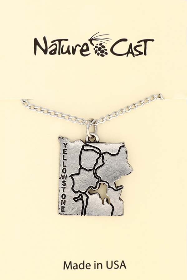 21011 Pendant Yellowstone map w / 18" chain MAIN
