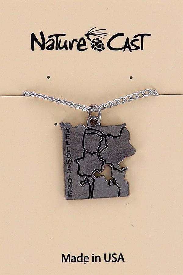 21011 Pendant Yellowstone map w / 18" chain MAIN